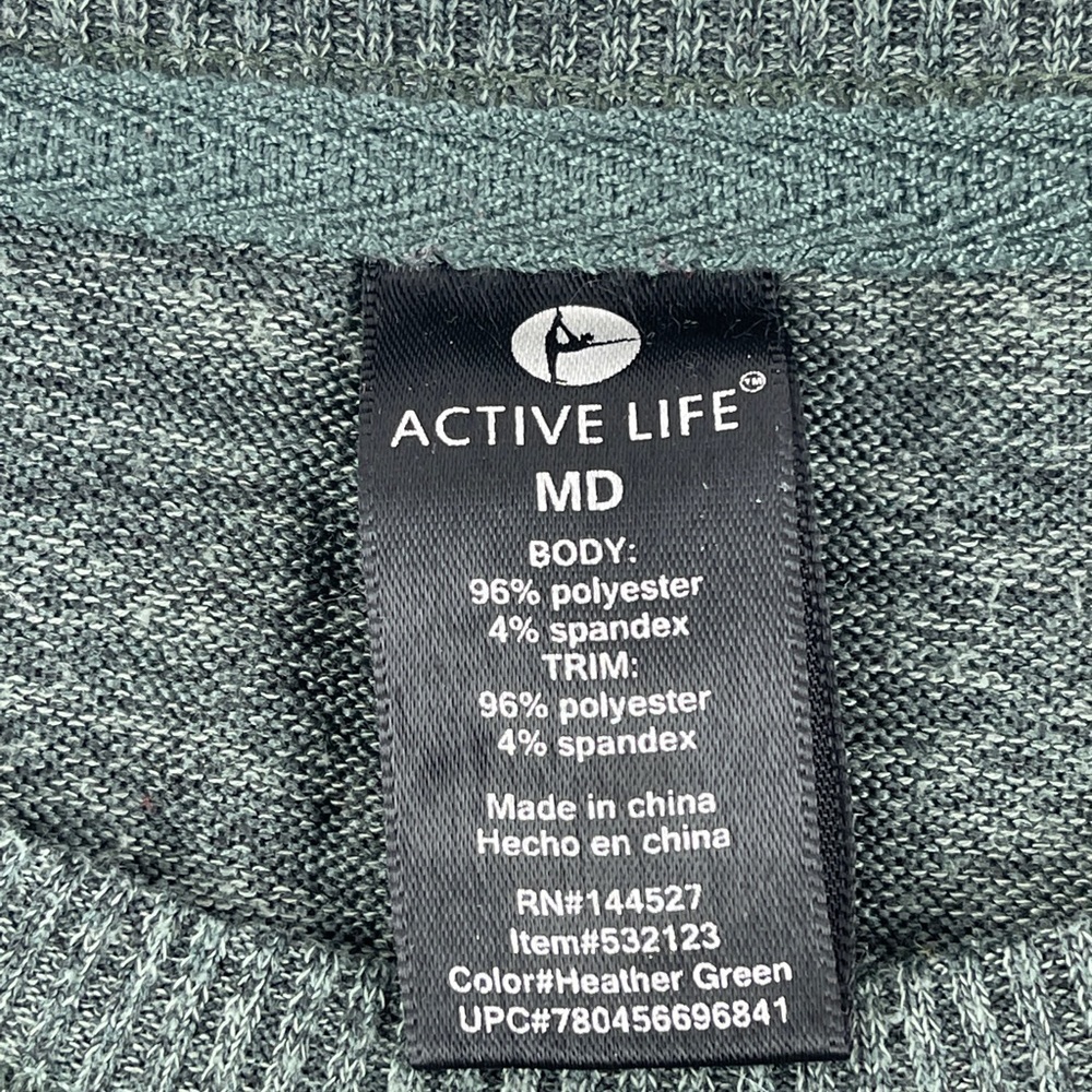 Active Life Sweater Womens Medium Heather Green Side Zippers - Picture 3 of 8